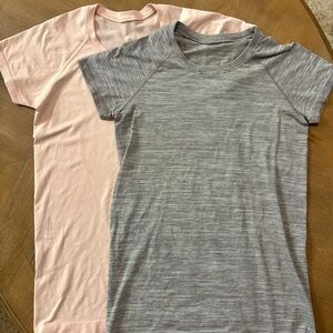 (2) Lululemon dri fit athletic shirts short sleeve size 8